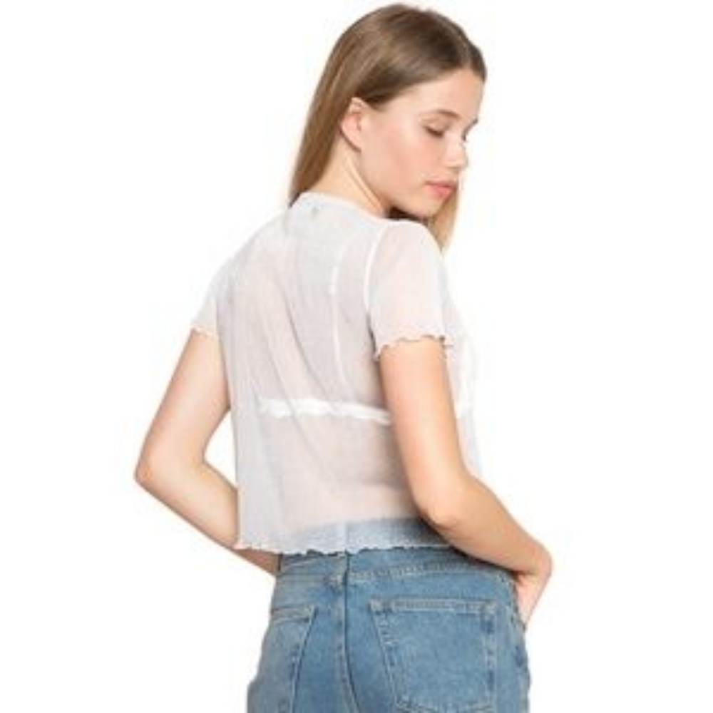 Metallic Mesh Crop Top See Through Sheer - Picture 8 of 8